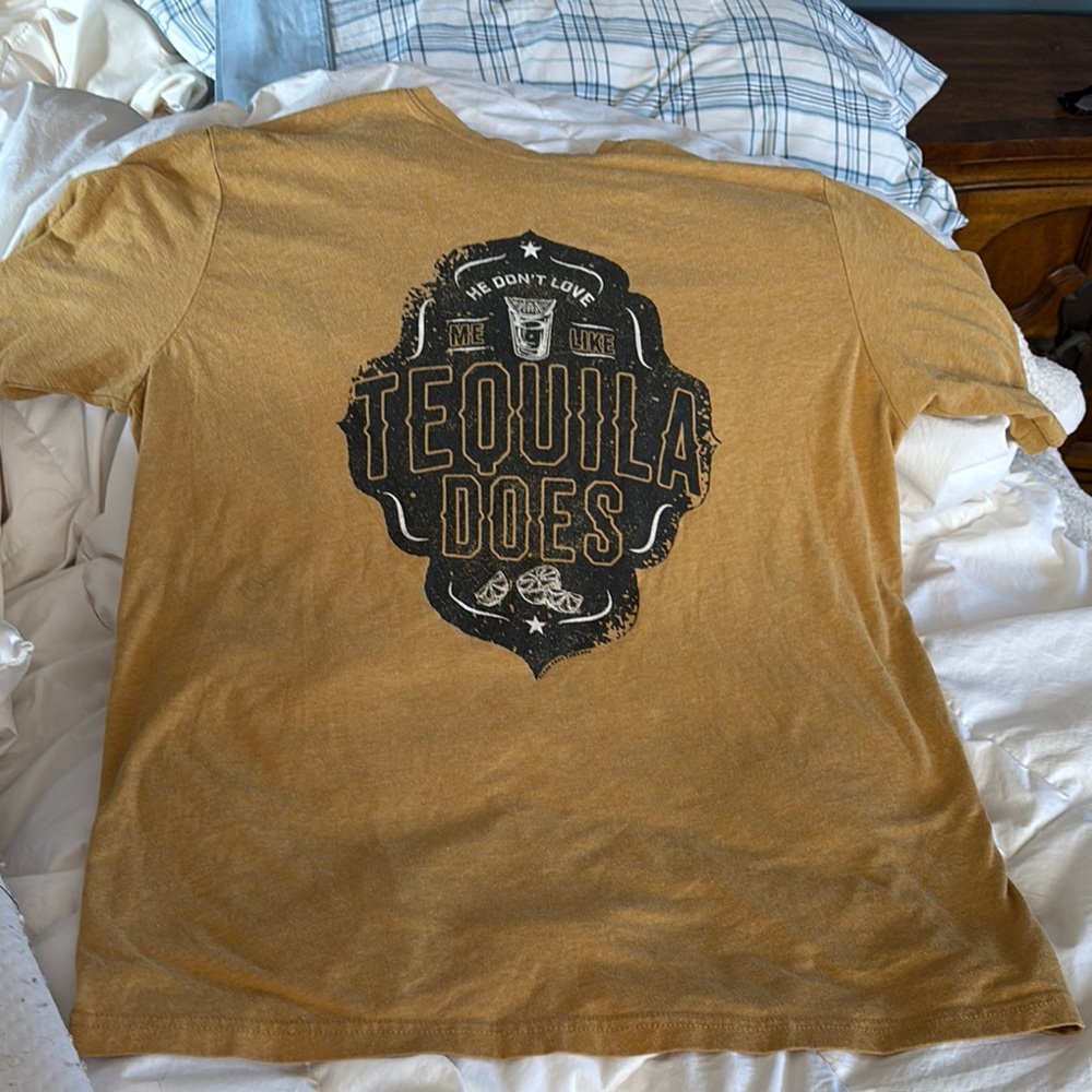 Tan Short Sleeve Tee with Graphic Design